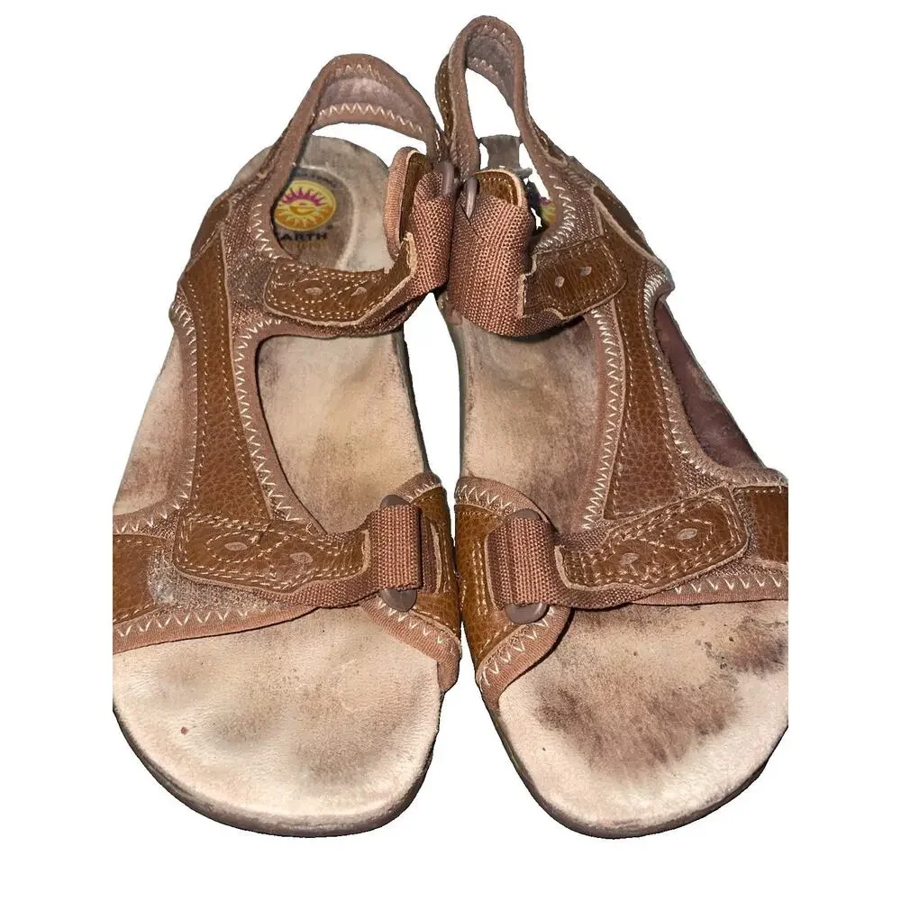 Earth Spirit Sport Gelron 2000 Brown Leather Sandals Mens Size 8 Adjustable